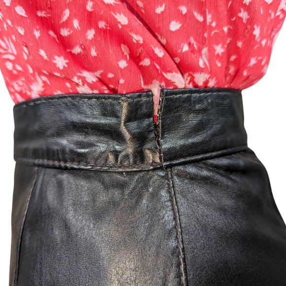 Genuine Black Leather Pencil Skirt Vintage XS Made in Argentina - Picture 6 of 8